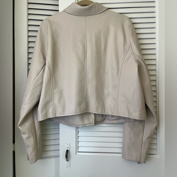 Eloquii Plus Size Faux Leather Moto Jacket Cropped in Bone Sz 18/20 - Picture 4 of 13